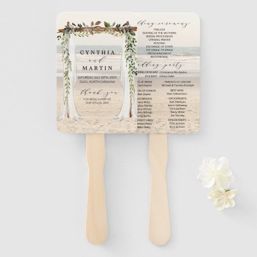 Weddenschap Arbor Beach Hand Fans Handwaaier (Voorkant en achterkant)