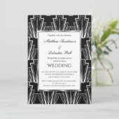 Weddenschap Art Deco Black en White Kaart (Staand voorkant)