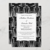 Weddenschap Art Deco Black en White Kaart (Voorkant / Achterkant)