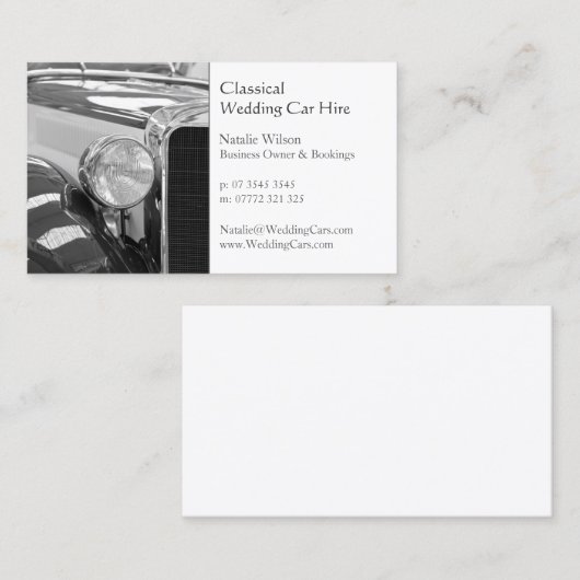 Weddenschap auto hire, foto toevoegen - Visitekaar Visitekaartje (Voorkant / Achterkant)