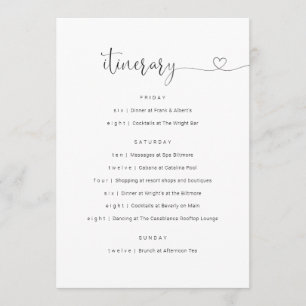Weddenschap/Bachelorette Party/Birthday Itinerary Programmakaart