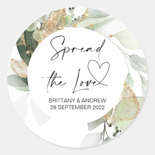 Weddenschap Bag Favor Spread the Love Jam Eucalypt Ronde Sticker (Voorkant)