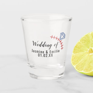 Weddenschap Baseball Logo Couples Name Shot Glass Shot Glas