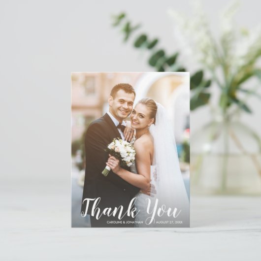 Weddenschap Bedankt 2 Foto's Fun Modern Casual Briefkaart (Staand voorkant)