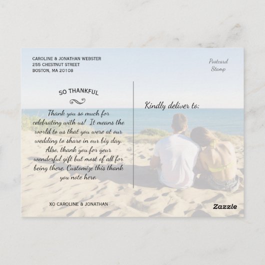 Weddenschap Bedankt 2 Foto's Fun Modern Casual Briefkaart (Achterkant)