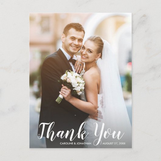 Weddenschap Bedankt 2 Foto's Fun Modern Casual Briefkaart (Voorkant)