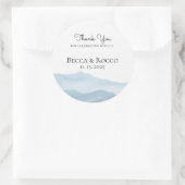 Weddenschap Bedankt Blauwe Waterverf Ronde Sticker (Tas)