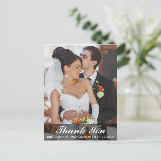 Weddenschap Bedankt Bride en Groom Foto Briefkaart (Staand voorkant)