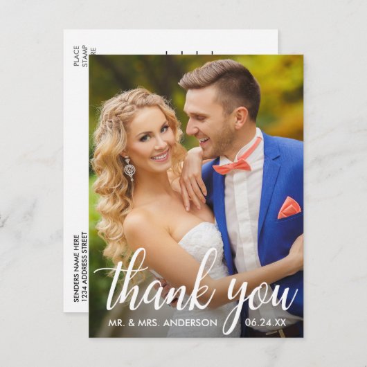Weddenschap Bedankt Bride en Groom foto Briefkaart (Voorkant / Achterkant)