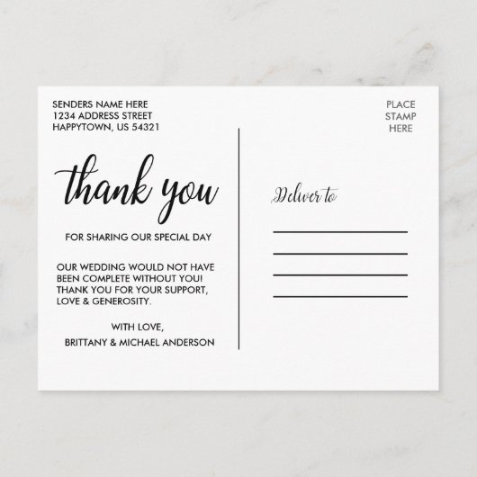 Weddenschap Bedankt Bride en Groom foto Briefkaart (Achterkant)