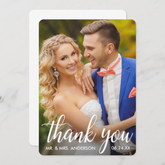 Weddenschap Bedankt Bride en Groom Foto R Card (Voorkant / Achterkant)
