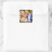 Weddenschap Bedankt Bride en Groom foto Vierkante Sticker (Tas)