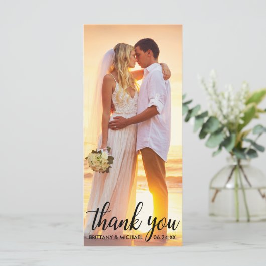 Weddenschap Bedankt Bride Groom fotokaart lang Kaart (Staand voorkant)