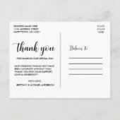 Weddenschap Bedankt Bride Groom Photo White Script Briefkaart (Achterkant)