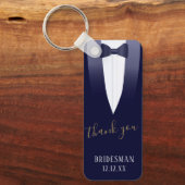 Weddenschap Bedankt Bridesman Blue Tuxedo Sleutelh Sleutelhanger (Voorkant)