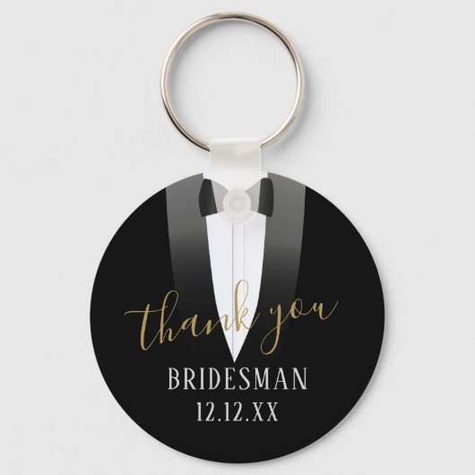 Weddenschap Bedankt Bridesman Tuxedo Sleutelhanger (Voorkant)