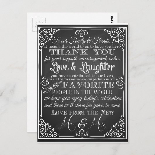 Weddenschap bedankt briefkaart (Voorkant / Achterkant)