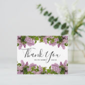 Weddenschap Bedankt | Briefkaart Paars Floral Scri (Staand voorkant)