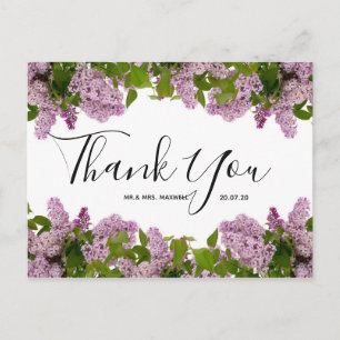 Weddenschap Bedankt   Briefkaart Paars Floral Scri
