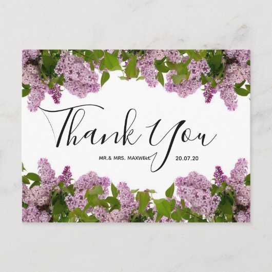 Weddenschap Bedankt | Briefkaart Paars Floral Scri (Voorkant)