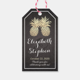 Weddenschap Bedankt Chic Black Gold Pineapple Coup Cadeaulabel