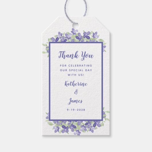 Weddenschap Bedankt Elegant Periwinkle Floral Favo Cadeaulabel (Voorkant)