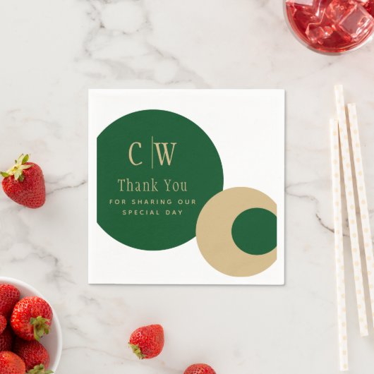 Weddenschap Bedankt Emerald Green Gold Monogrammed Servet (Insitu)