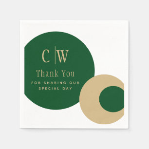 Weddenschap Bedankt Emerald Green Gold Monogrammed Servet