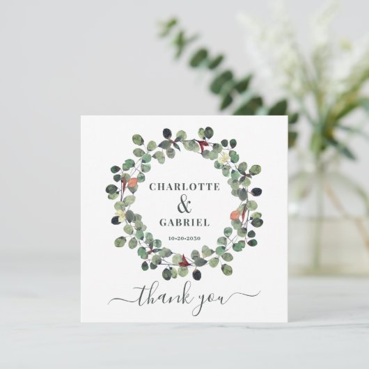 Weddenschap Bedankt Eucalyptus Greenery (Staand voorkant)