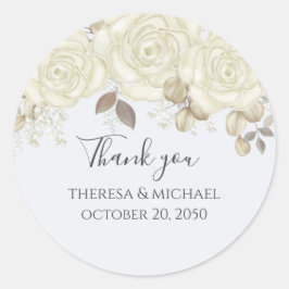 Weddenschap Bedankt Floral Waterverf Roos Elegant Ronde Sticker