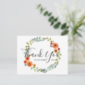 Weddenschap Bedankt | Floral Wreatsscript Briefkaa Briefkaart (Staand voorkant)