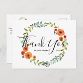 Weddenschap Bedankt | Floral Wreatsscript Briefkaa Briefkaart (Voorkant / Achterkant)