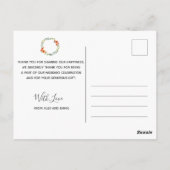 Weddenschap Bedankt | Floral Wreatsscript Briefkaa Briefkaart (Achterkant)