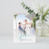Weddenschap Bedankt Foto Elegant Love Briefkaart (Staand voorkant)