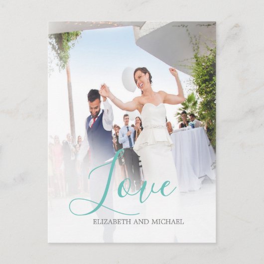 Weddenschap Bedankt Foto Elegant Love Briefkaart (Voorkant)