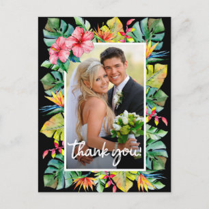 Weddenschap Bedankt   Foto met tropische rand Briefkaart