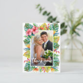 Weddenschap Bedankt | Foto met tropische rand Briefkaart (Staand voorkant)
