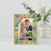 Weddenschap Bedankt | Foto met tropische rand Briefkaart (Staand voorkant)