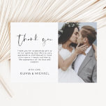 Weddenschap Bedankt Foto minimalistisch Eenvoudig<br><div class="desc">Wedding Dank je kaarten die een foto op de voor- en achterkant hebben. Dank u kaarten bevat een moderne hand geschreven kromme manuscripttypografie die elegant,  eenvoudig en modern zijn om na u de dag van de bruiloft te gebruiken.</div>