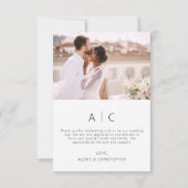 Weddenschap Bedankt Foto minimalistisch Kaart (Achterkant)