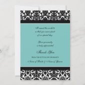 Weddenschap Bedankt Fotokaarten Blauwgroen Damask (Achterkant)
