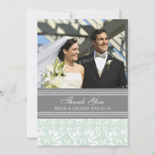 Weddenschap Bedankt Foto's Gray Damask (Voorkant)