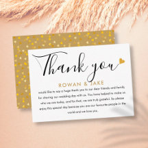 Weddenschap Bedankt Gold Heart Chic Script