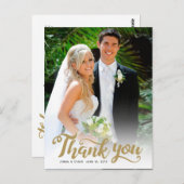 Weddenschap Bedankt | Gold Script over foto Briefkaart (Voorkant / Achterkant)