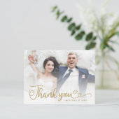 Weddenschap Bedankt | Gold Script over foto Briefkaart (Staand voorkant)
