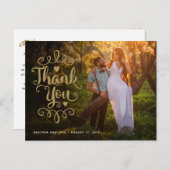Weddenschap Bedankt | Gold Script Type op foto Briefkaart (Voorkant / Achterkant)