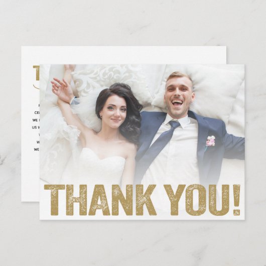 Weddenschap Bedankt | Goud, met speciale druk op d Briefkaart (Voorkant / Achterkant)