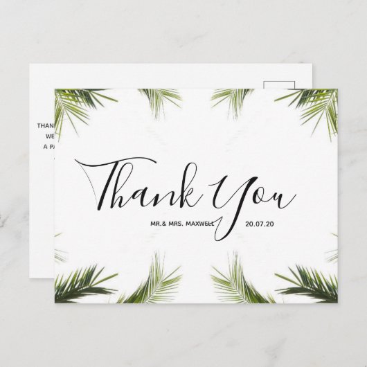 Weddenschap Bedankt | Groen Briefkaart tropisch sc (Voorkant / Achterkant)