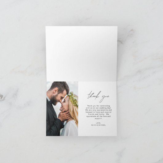 Weddenschap Bedankt Handgeschreven Foto Elegant (Binnen)