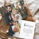 Weddenschap Bedankt Handgeschreven Foto Elegant<br><div class="desc">Handgeschreven bruiloft Dank u Kaarten die een foto op de voor en rug hebben. De kaarten met dank bevatten een moderne handgeschreven cursieve scripttypografie die elegant,  eenvoudig en modern is om te gebruiken nadat u de minimalistische eenvoudige trouwdag hebt gevierd.</div>